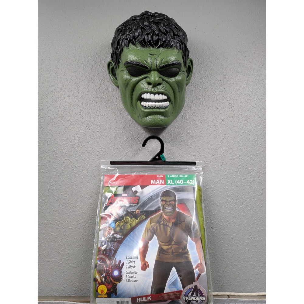 Marvel Avengers Age of Ultron Hulk Costume Set Mens XL Shirt and Mask WM810729